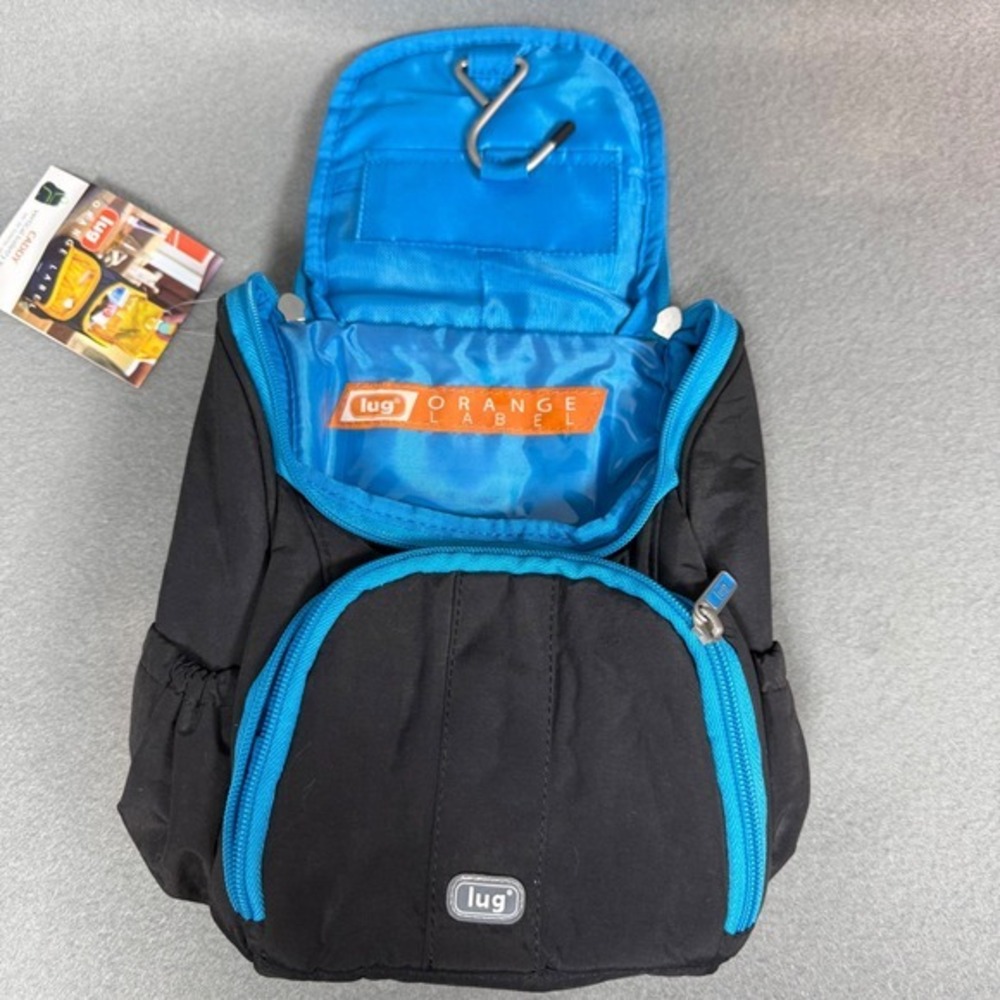 NWT Lug Orange Label Caddy Vertical Toiletry Travel Bag Midnight Black Blue‎